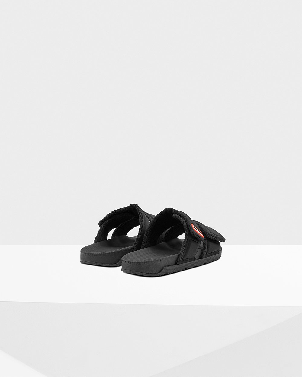 Womens Slides - Hunter Original Double Strap (41JAXTPDB) - Black